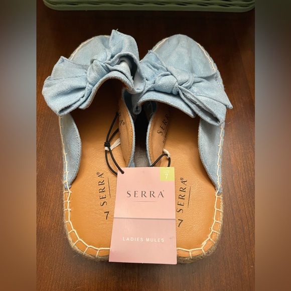 NWT Serra Womens Blue Espadrille Flat Mules - Picture 2 of 8